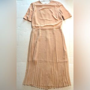 ZARA pink pleated midi dress size S